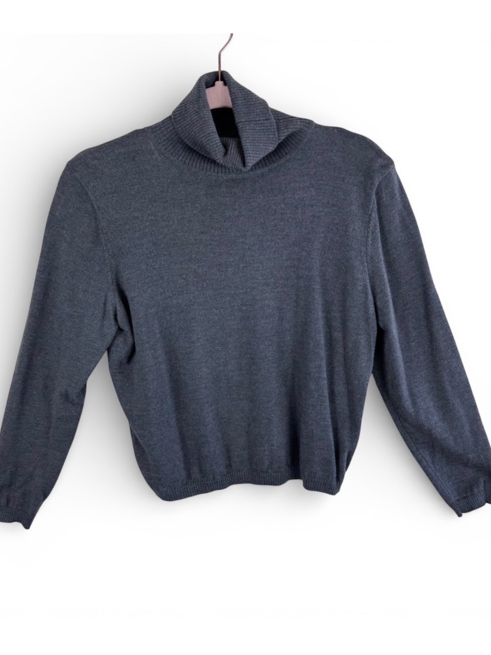 Pendleton Vintage Womens Petite Medium Dark Grey Merino Wool Turtleneck Sweater